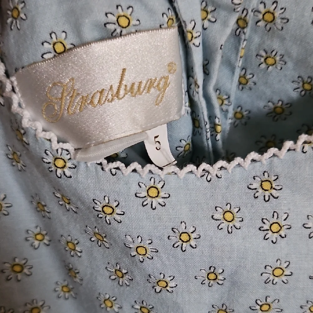 Strasburg Light Blue Floral Daisy Kids Dress - Picture 2 of 9